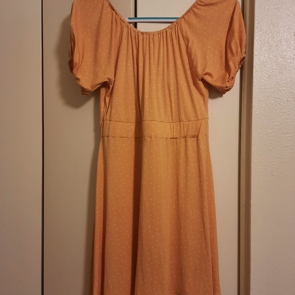 LOVE, FIRE TIE FRONT SUN DRESS MUSTARD YELLOW SZ L - Picture 5 of 7